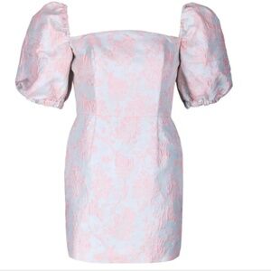 Maison Amory x Selkie Brocade Strawberry Mini Dress in Candy Floss